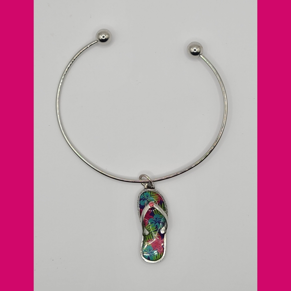 Tropical Flip Flop Charm Bracelet